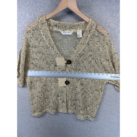 Draper's & Damon's Sweater Womens Size PL Cream Black Crochet Cardigan 2-Button - Picture 11 of 16